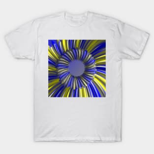 Surreal bright yellow and blue mobius ring design in Dali style T-Shirt